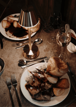 A table of food at Silchester Farm.